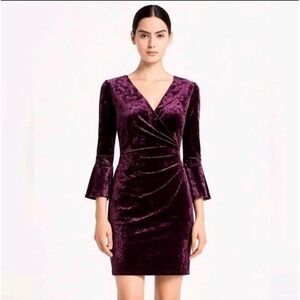 Lauren Ralph Lauren Dress Women 2P Purple Velvet Bell Sleeve WhimsiGoth Cocktail